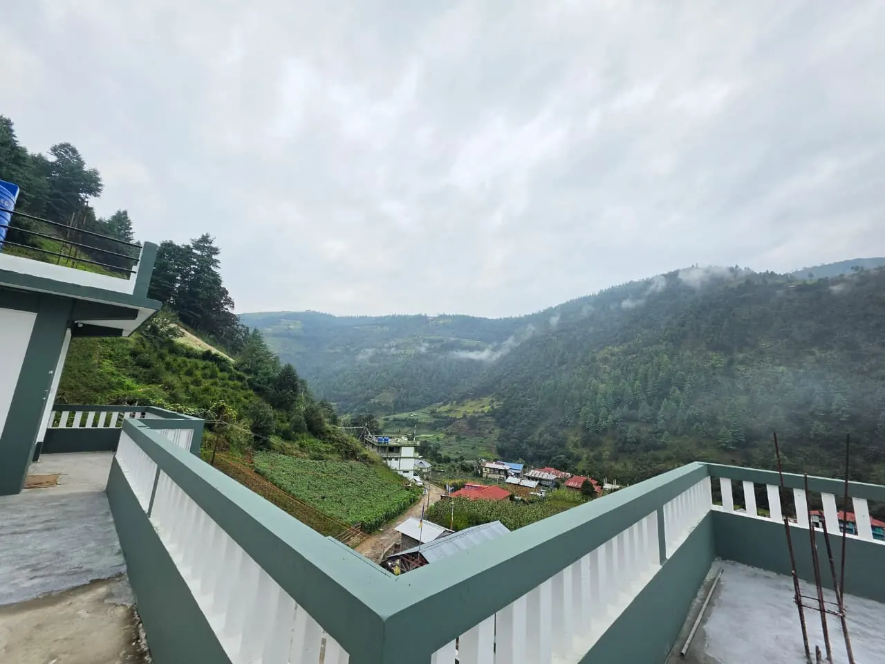 Terrace overlooking the green valley of Namthung